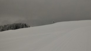 Skieur dans la piste noir de Vargne.